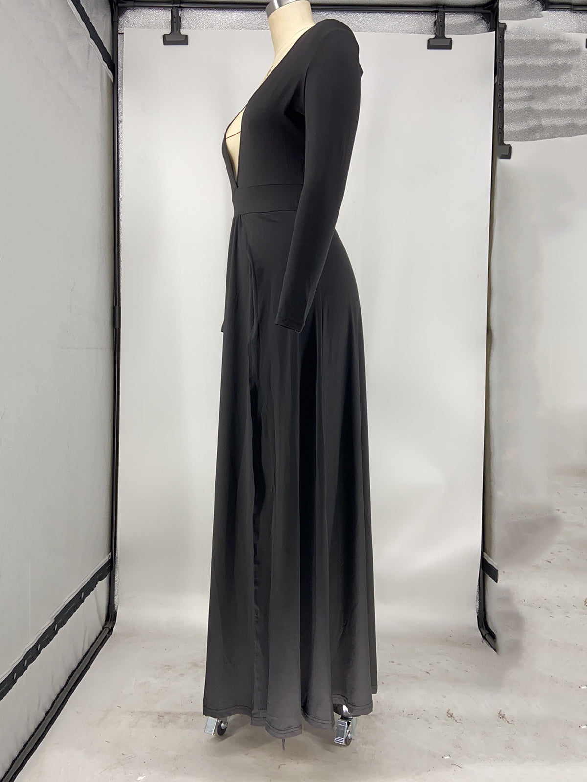 Sexy V Neck Hem High Slit Evening Dress