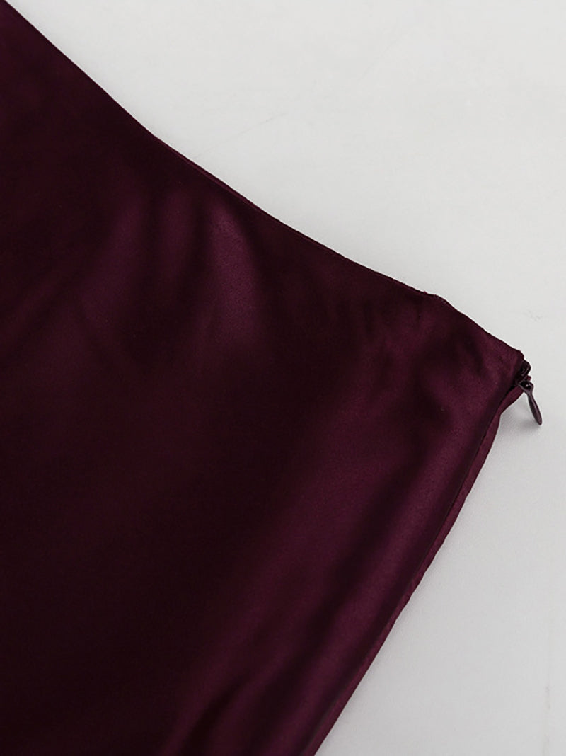 Mesh Patchwork Double-deck Design Satin Long Skirt