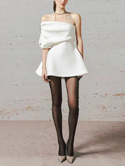 Fashion Strapless Asymmetric Ruch Mini Dress