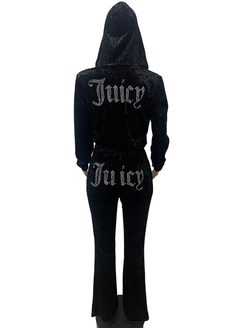 Velvet Juicy Sweatshirt and Pants Tracksuit 2-Piece