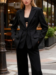 Solid Patchwork Button Minimalist Blazer