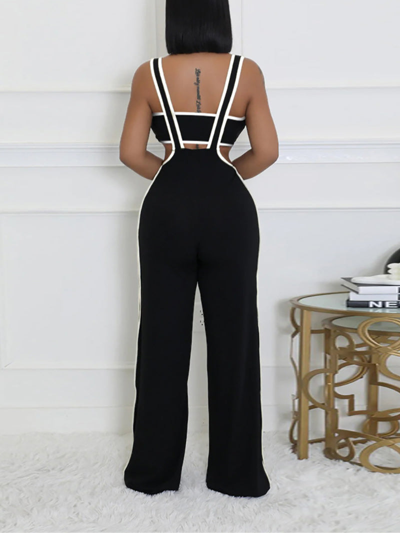 Sexy Crop Tops Skinny Straps Flared Pants Set Jumpsuits