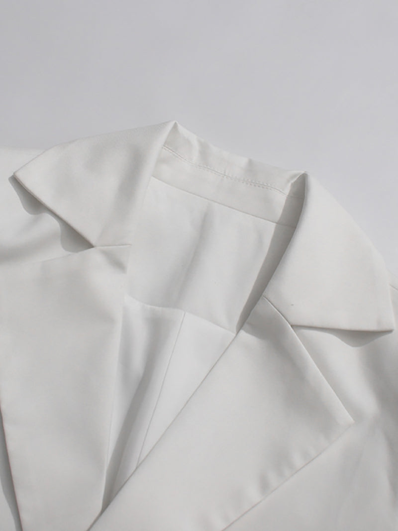 Fashion Cuff Splicing With Belt Long Blazer