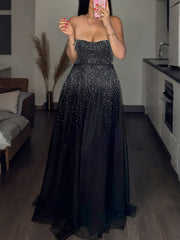 Elegant Strapless Rhinestone Slim Party Dress