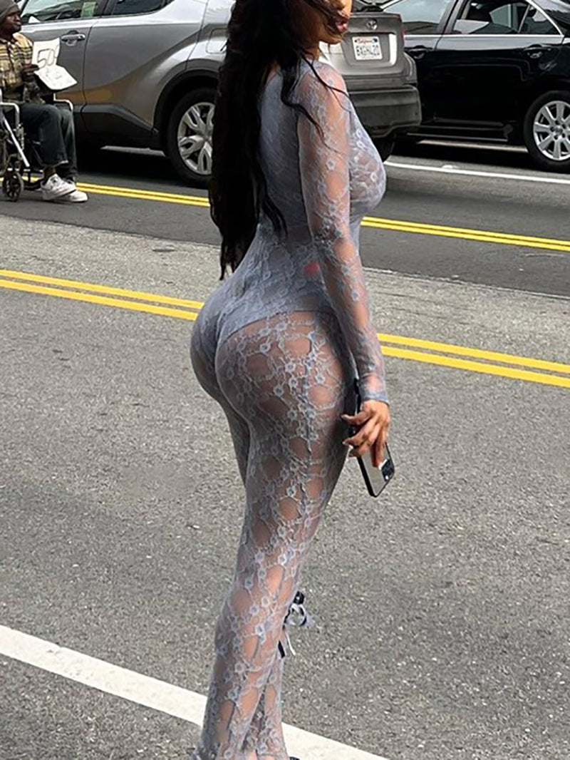 Sexy Lace See through Bodycon Jumpsuit