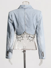 Fashion Rhinestone Chain Denim Jacket