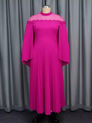 Plus Size Trim Cape Sleeve Pleated Party Dress