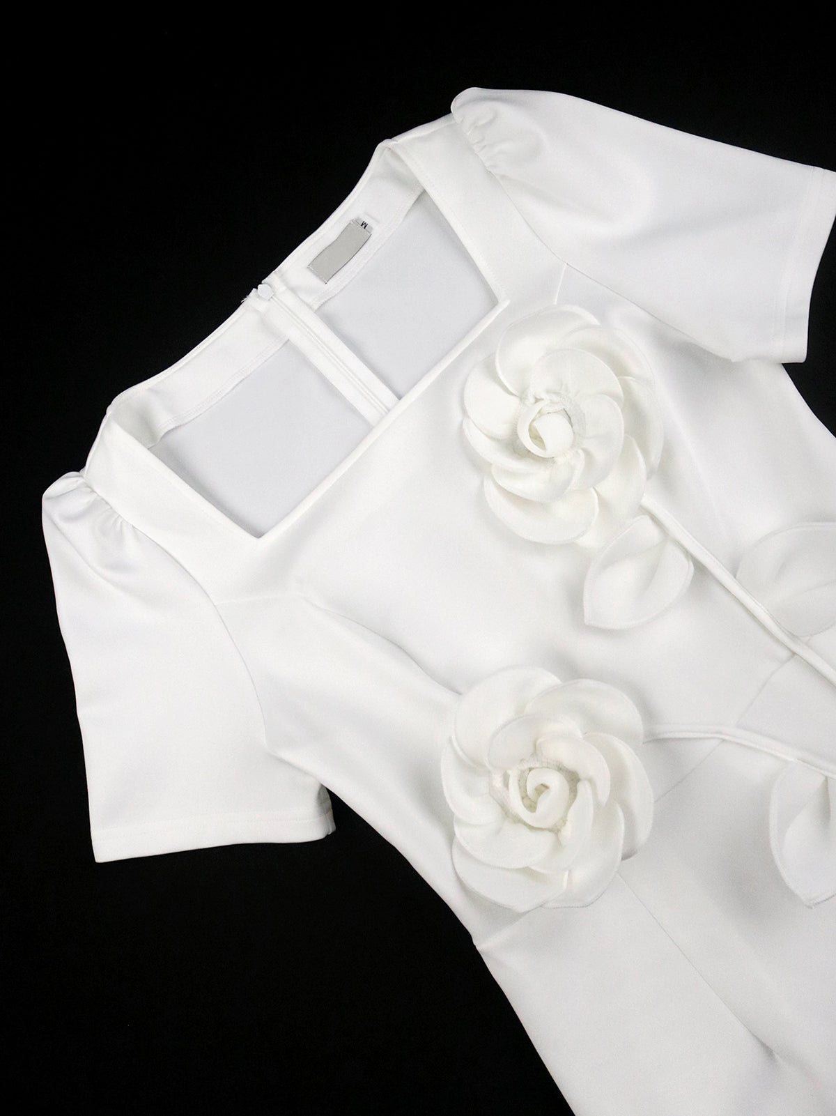 Elegant Square Collar Floral Appliques Bodycon Dress