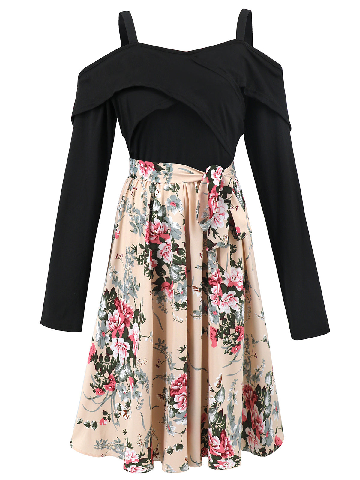Casual Off Shoulder Floral Print Midi Dress