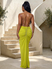Cutout Cross Strap Side Slit Evening Dress