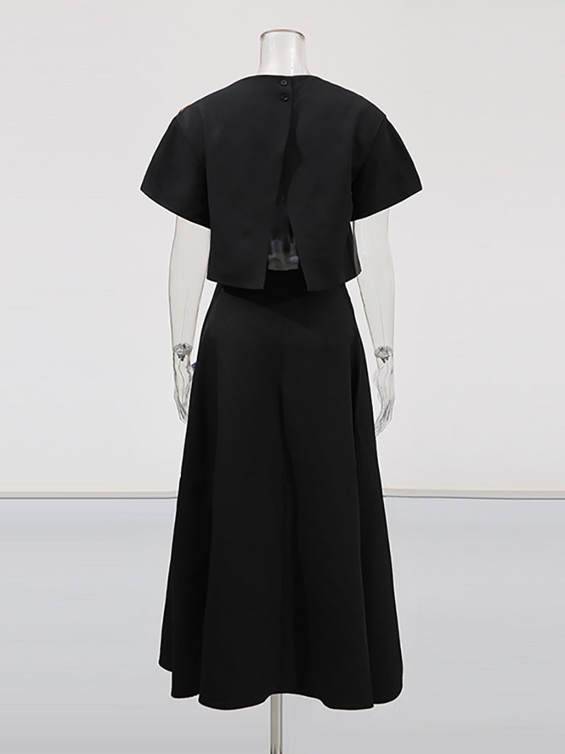 Fashion Slim-fit Spliced Appliques Two Piece Sets