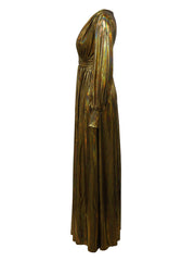 Sexy Metallic Deep V-Neck High Waist Maxi Dress