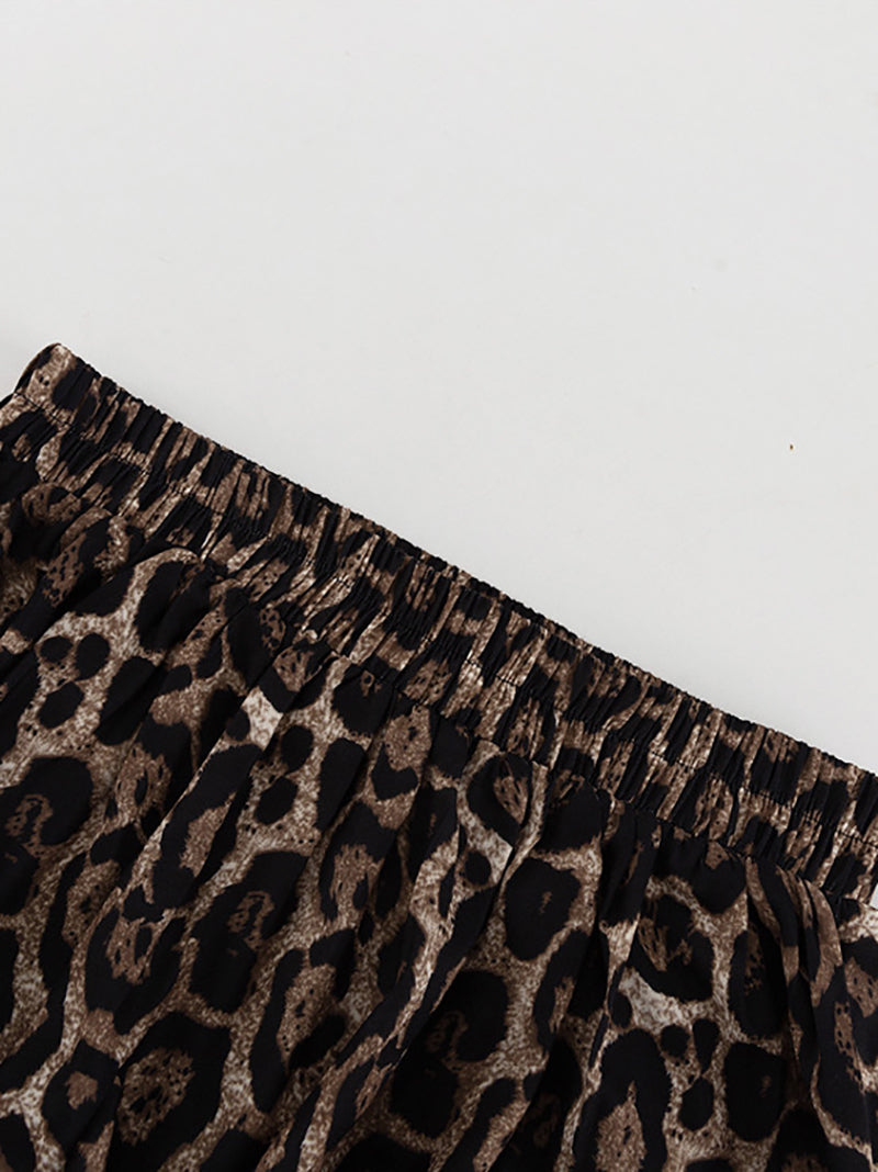 Street Leopard Print Mini Flare Skirt