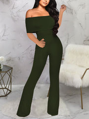 Sexy Solid color Off Shoulder Jumpsuit