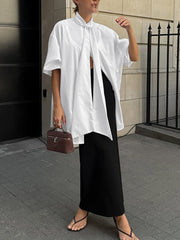 Casual Ribbon Patchwork Mesh Chic Loose Shirt