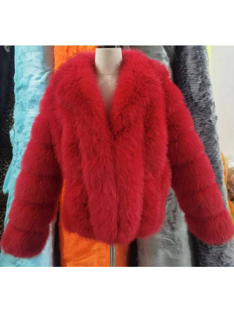 Fashion Faux Fur Suit Collar Jacket Coat