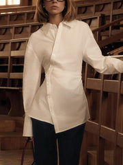 Fashion Asymmetrical Single Breasted Slim Shirt