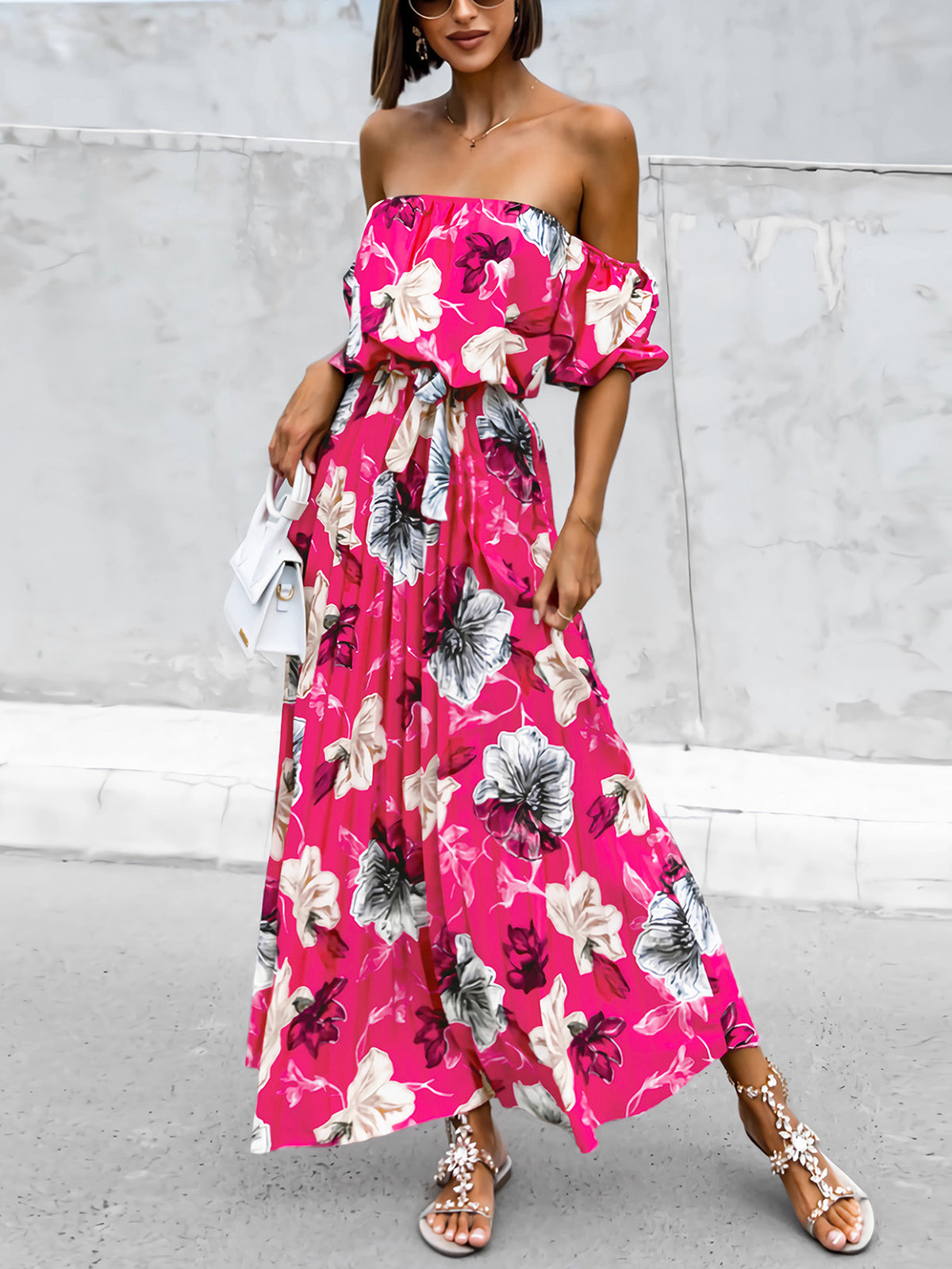 Sexy Off Shoulder Print Long Dress