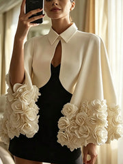 Floral Applique Flare Sleeve Jacket-boutique