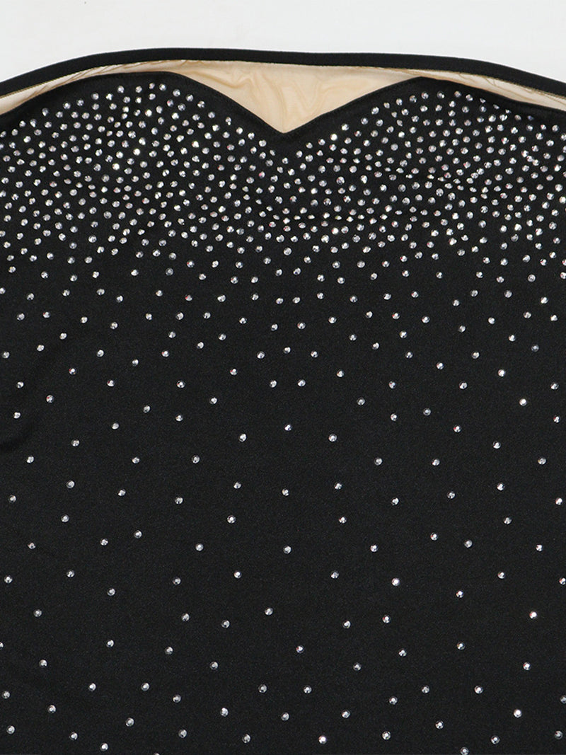 Sexy Rhinestone Ruffles Mesh Patchwork Mini Dress