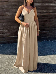 Casual V-Neck Backless Spaghetti Strap Dress