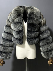 Wide Collar Tiered Faux Fur Cropped Jacket-boutique