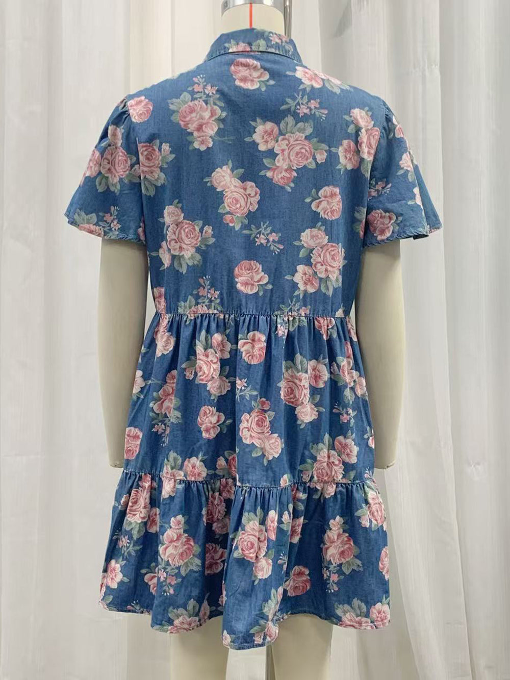 Vintage Loose Floral Print Shirt Dress