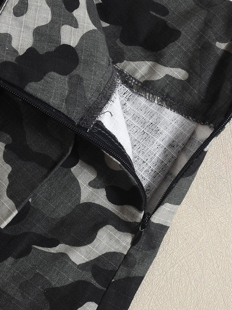 Sexy Camouflage Low Waist Pleated Short Skirt