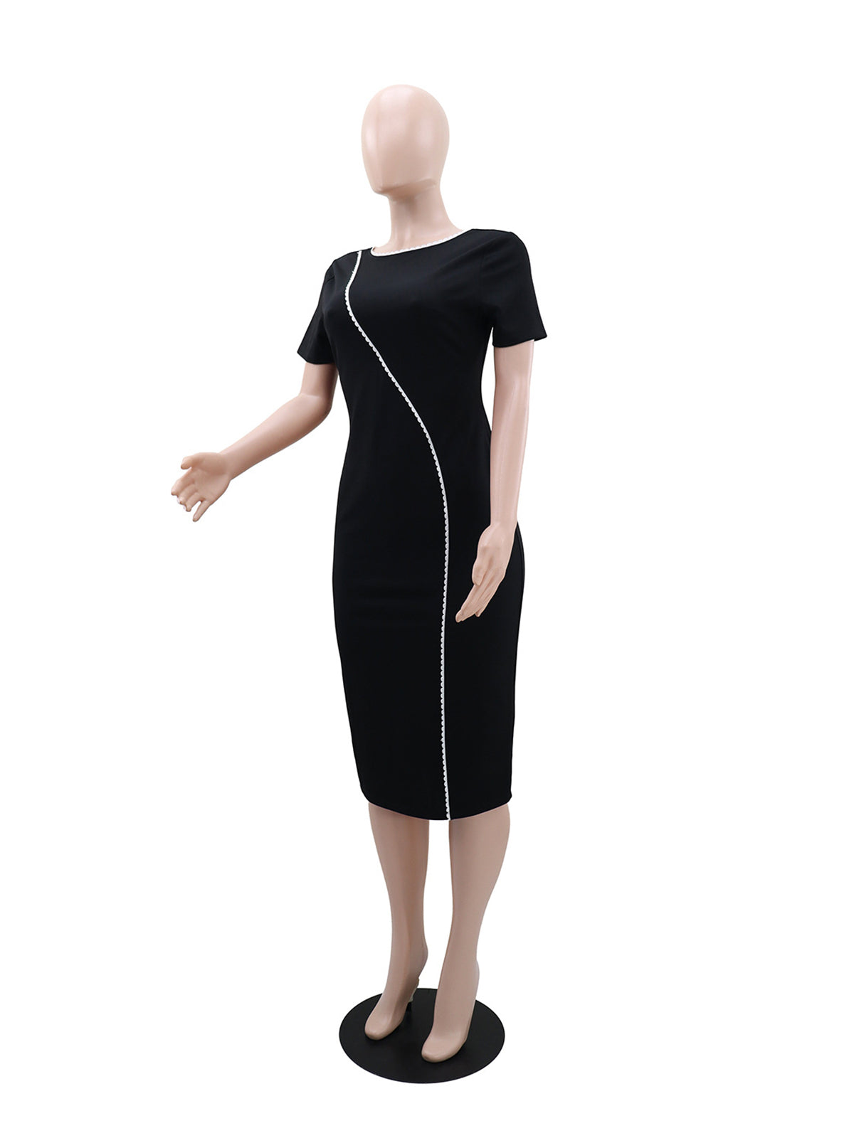 Elegant Round Collar Bodycon Midi Dress