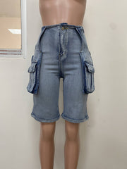 Casual Pocket Cargo Jean Shorts