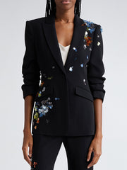 Sequin Flower Scrunched Casual Blazer