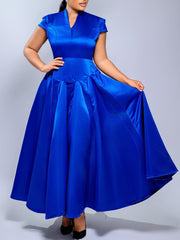V Neck Short Sleeve Maxi Dress