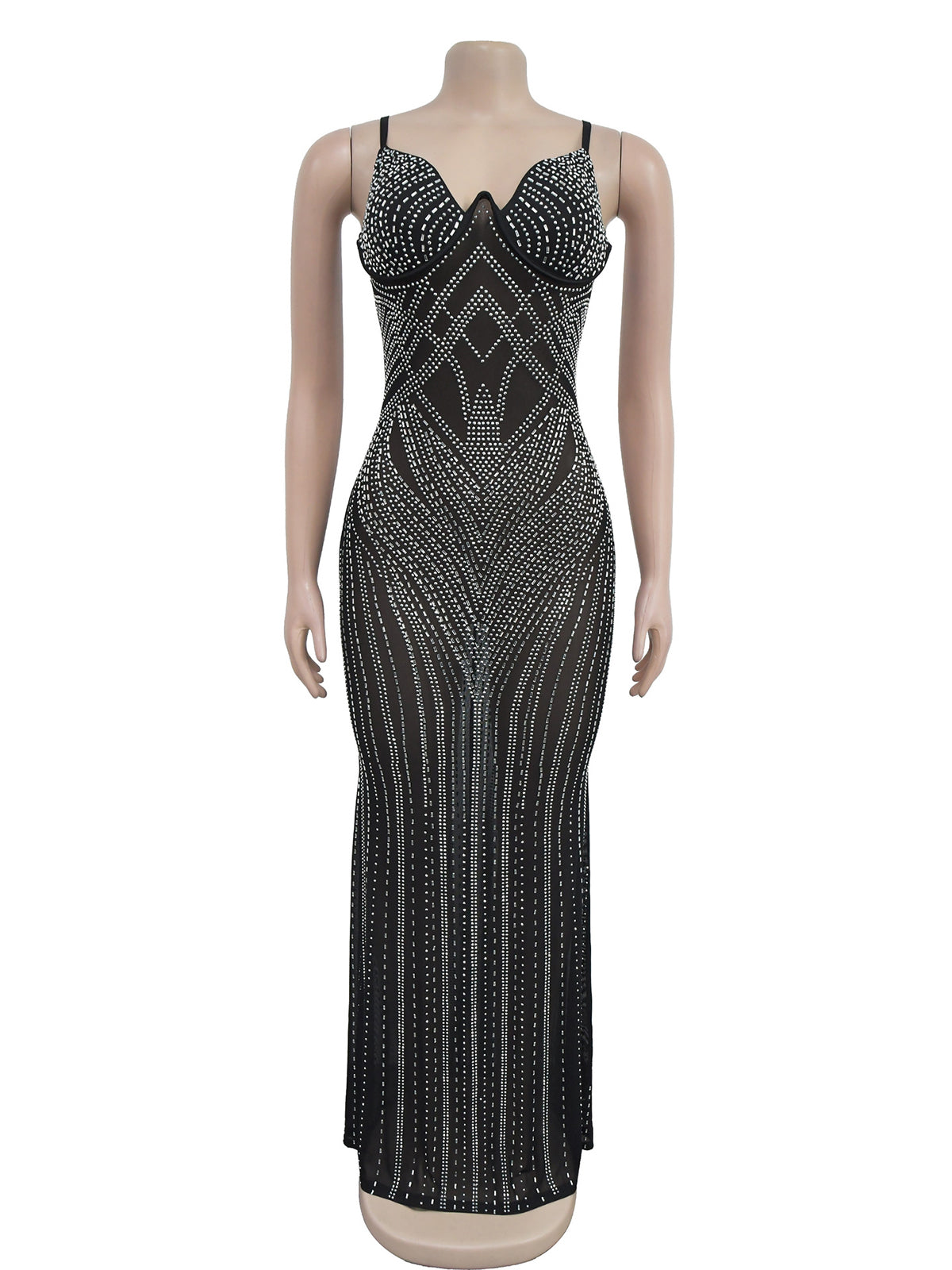 Sexy Spaghetti Strap Rhinestones Evening Party Dress