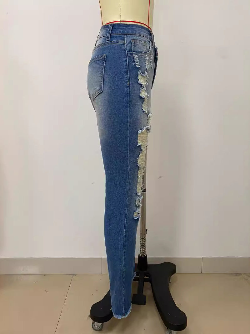 Ripped Skinny Jeans Stretch Distressed High Waist Jeans