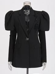 Fashion Patchwork Rhinestone Slim Blazer