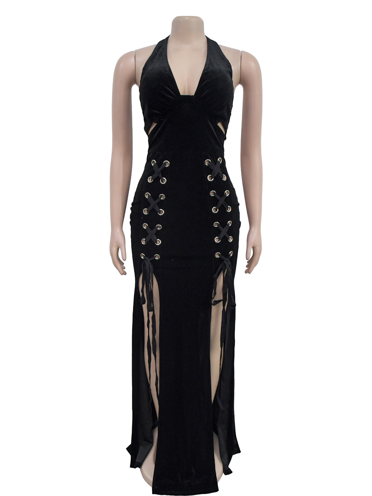 Sexy Sleeveless High Slit Hollow Out Elegant Party Dress