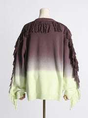 Fashion Tassel Gradient Knitted Pullover Loose Sweaters