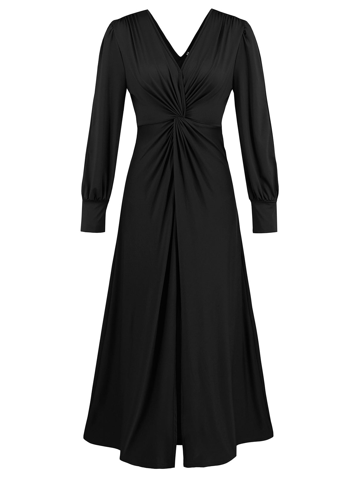 Twist Front V-Neck Cutout Sleeve Maxi Dress