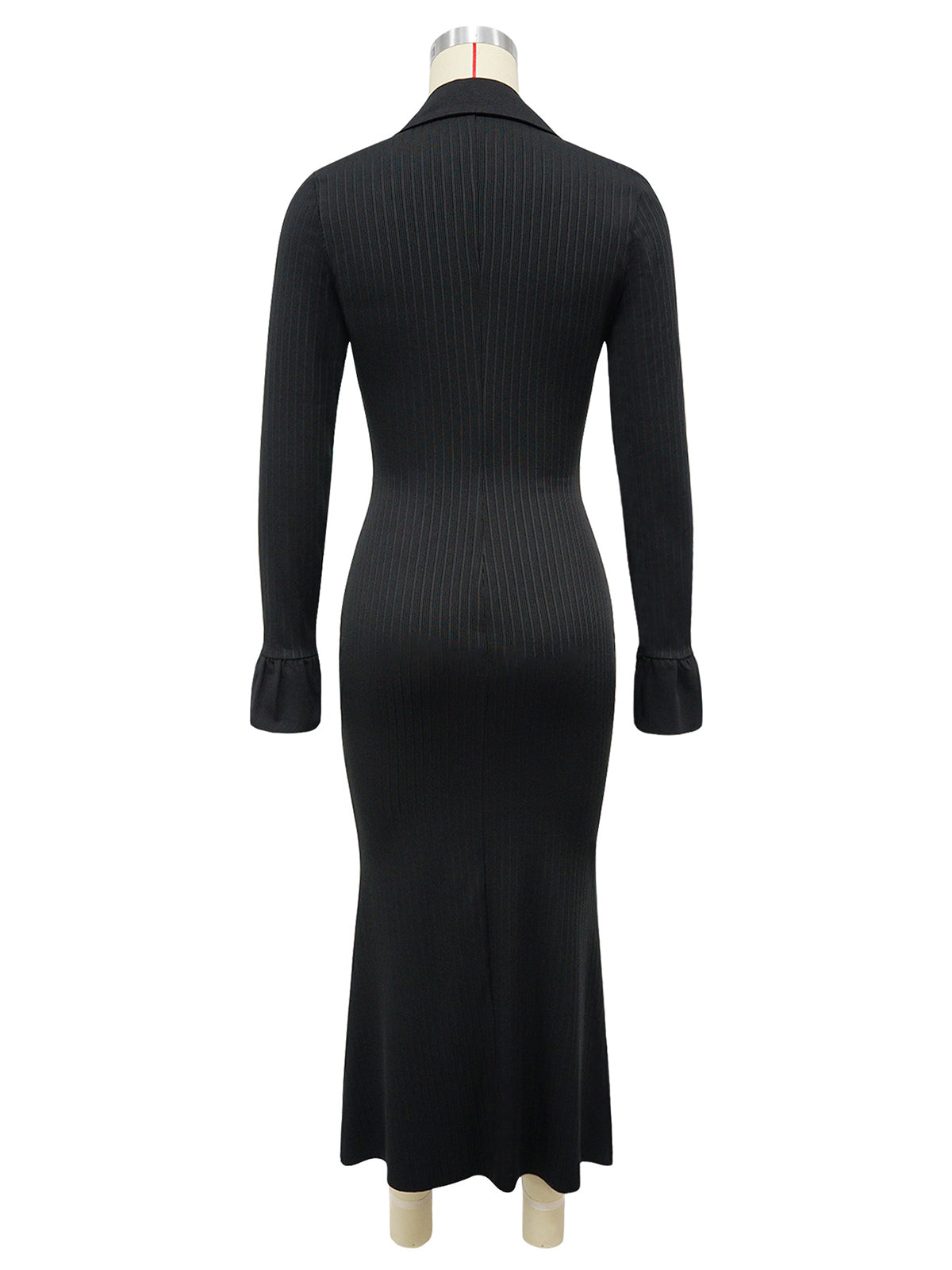 Casual Ribbed Single-breasted Bodycon Maxi Dress