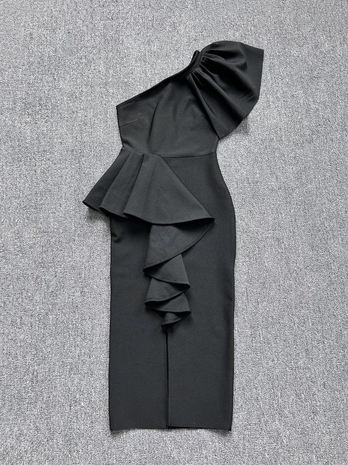Slant Collar Sleeveless Split Club Party Midi Dress