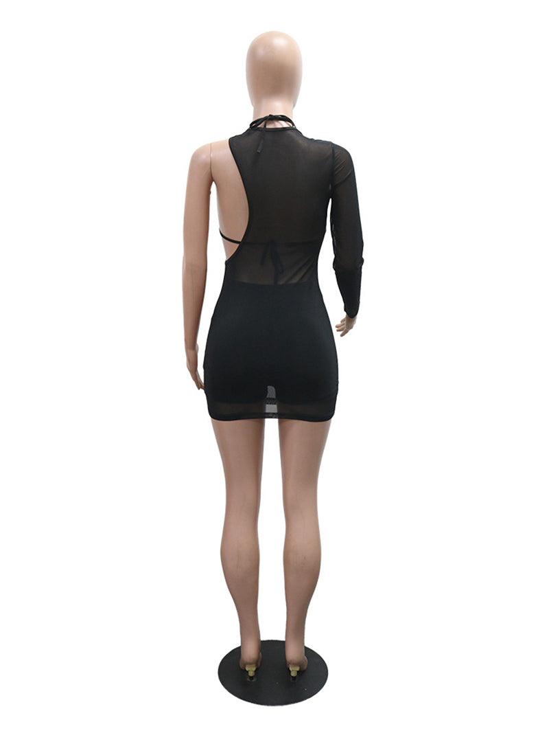 Sexy One Shoulder Rhinestone Club Party Dress