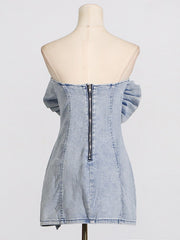 Floral Ruffle Denim Mini Dress