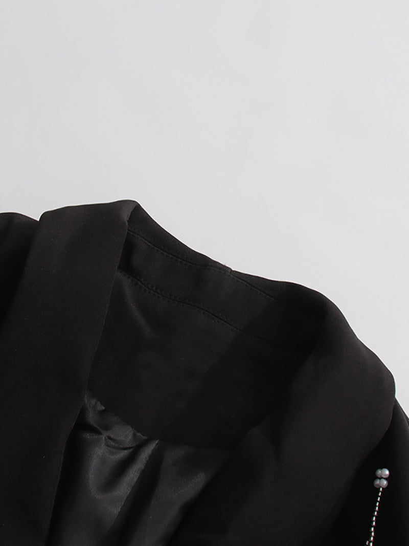 Fashion Pearl Fish Scale Detail Slim Blazer