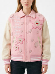 Printed Double Layer Wool Varsity Jacket