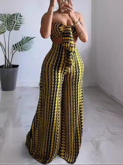 Tie Tube Crop Tops and Wide Leg Pants Sets