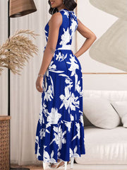 Fashion Round Neck Print Sleeveless  Casual Dress