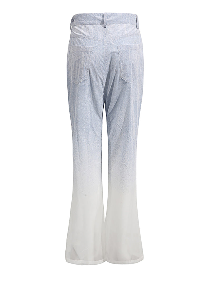 Fashion Gradient Denim Color Shirt and Pants Set