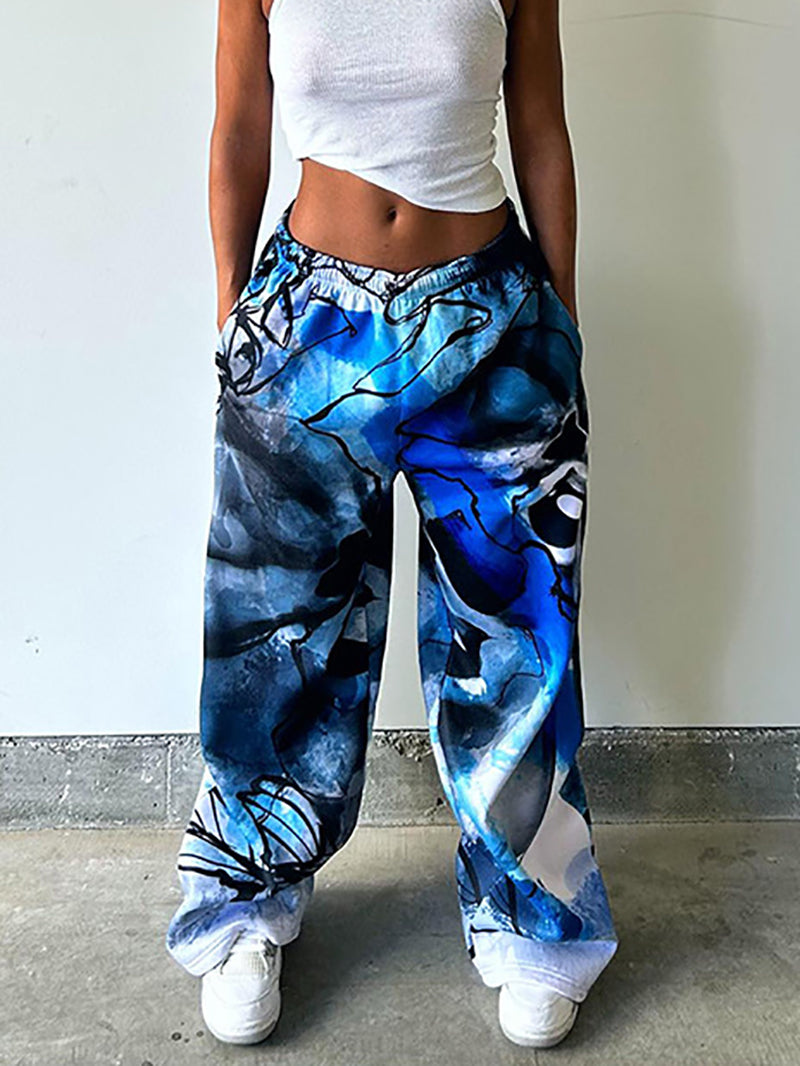 Digital Print Loose Casual Sweatpants