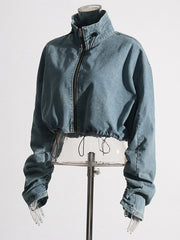 Fashion Drawstring Denim Jacket Coat