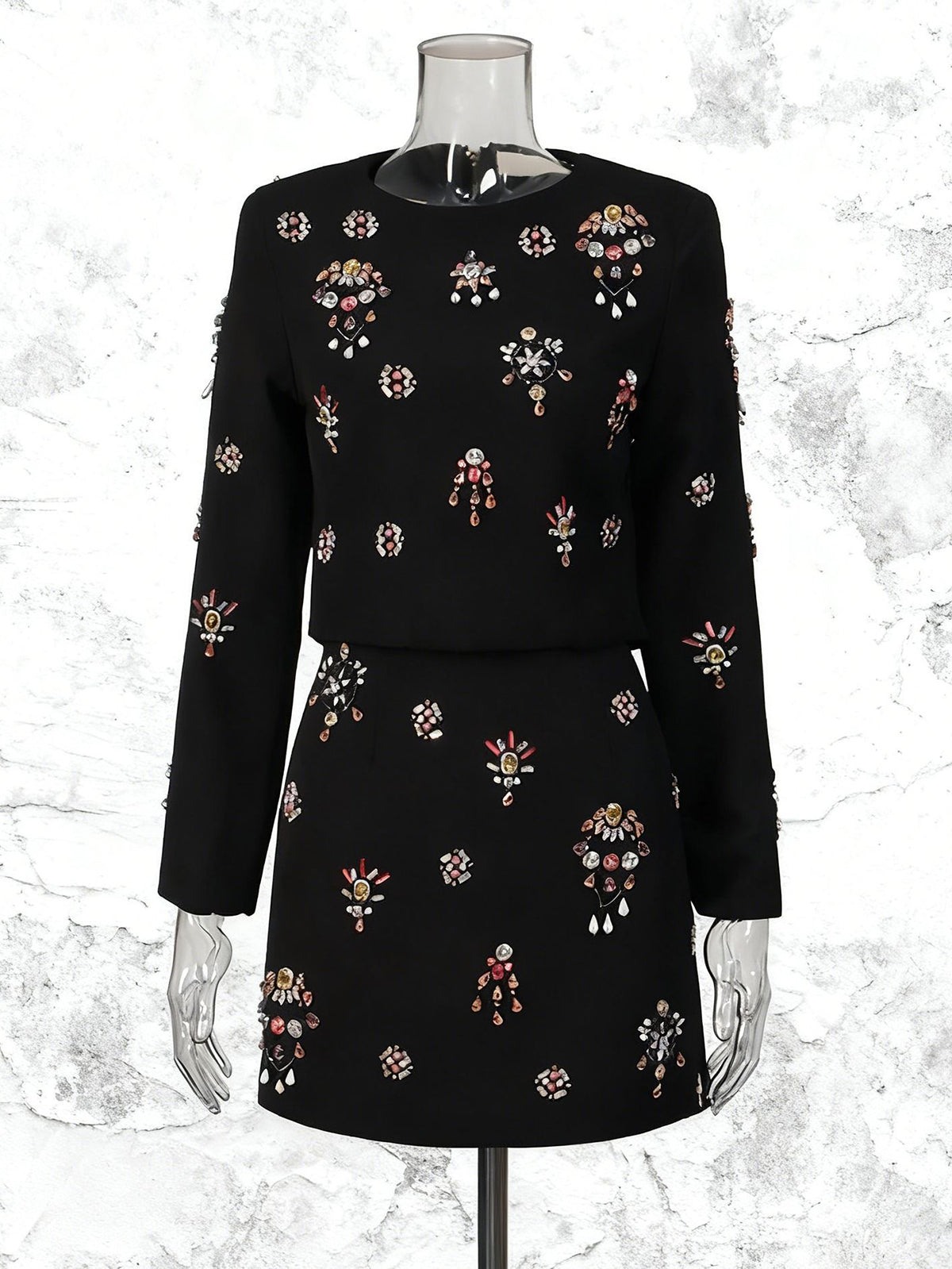 Fashion Rhinestone Embellished Two Piece Set